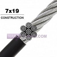 سیم بکسل روکش دار مشکی سایز 6 میلی متر بافت 19*6 مغز فولاد سیم بکسل روکش دار مشکی سایز 6 میلی متر بافت 19*6 مغز فولاد